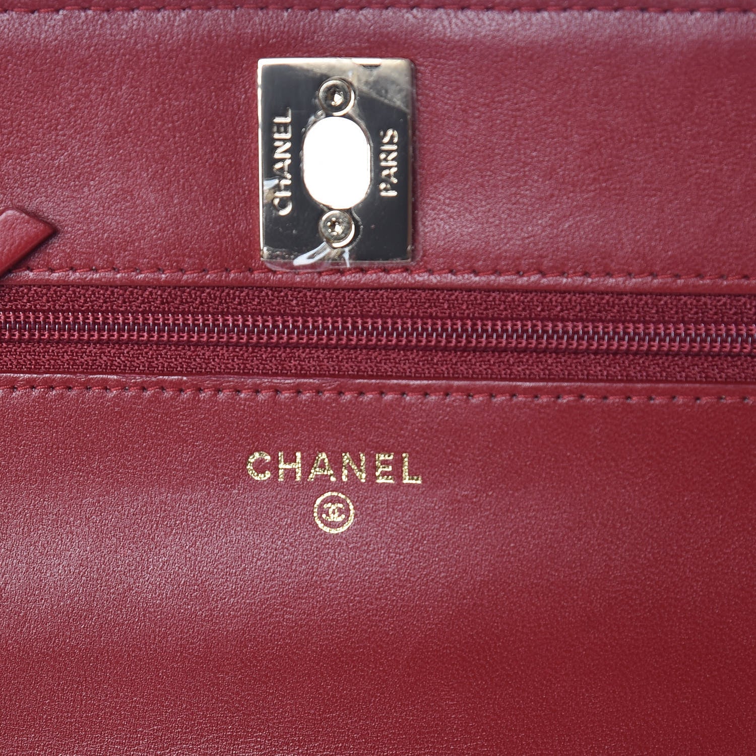 Chanel Lambskin Quilted Trendy CC Wallet On Chain WOC Dark Red 6 of 14