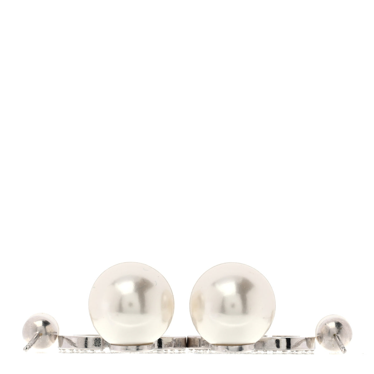 Christian Dior Pearl Crystal Tribal CD Drop Earrings Silver 3 of 5