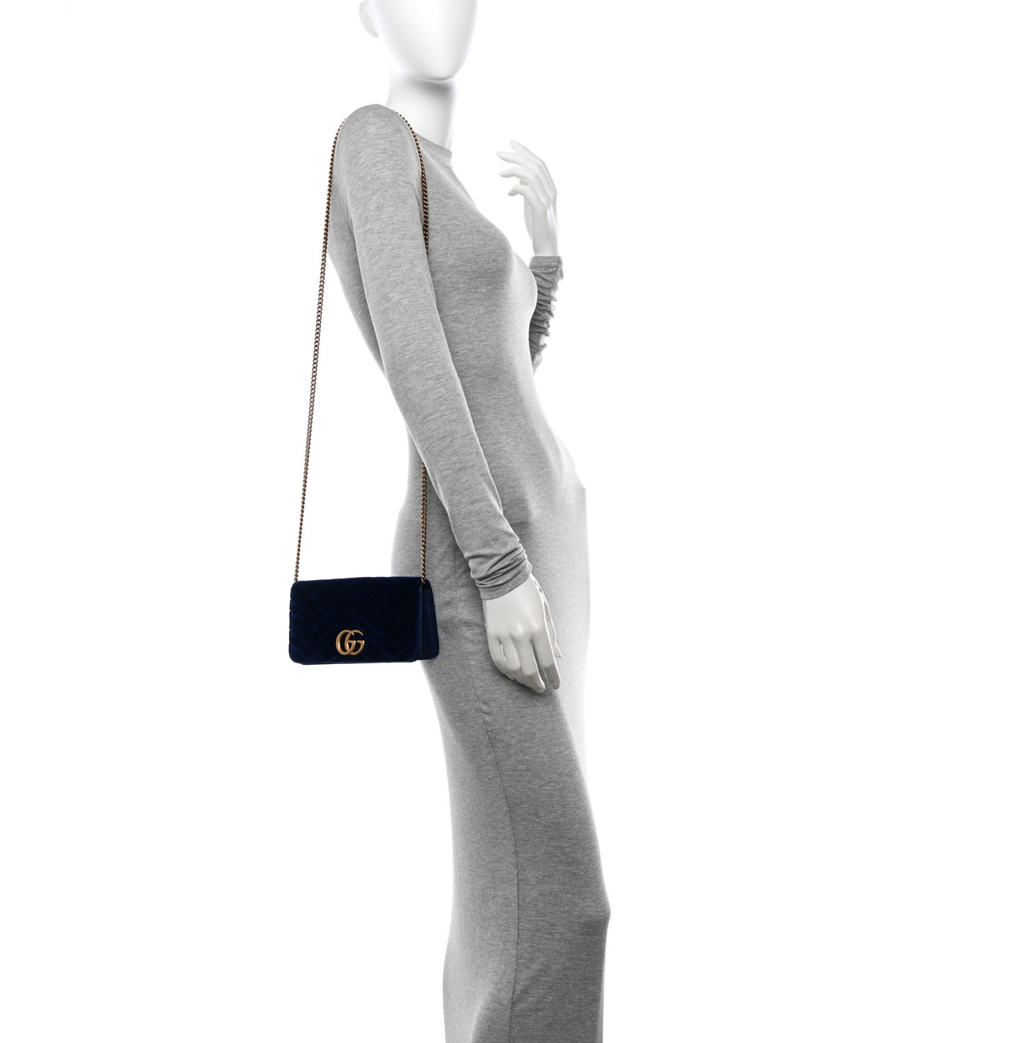 Velvet Matelasse GG Marmont Mini Bag Cobalt Blue