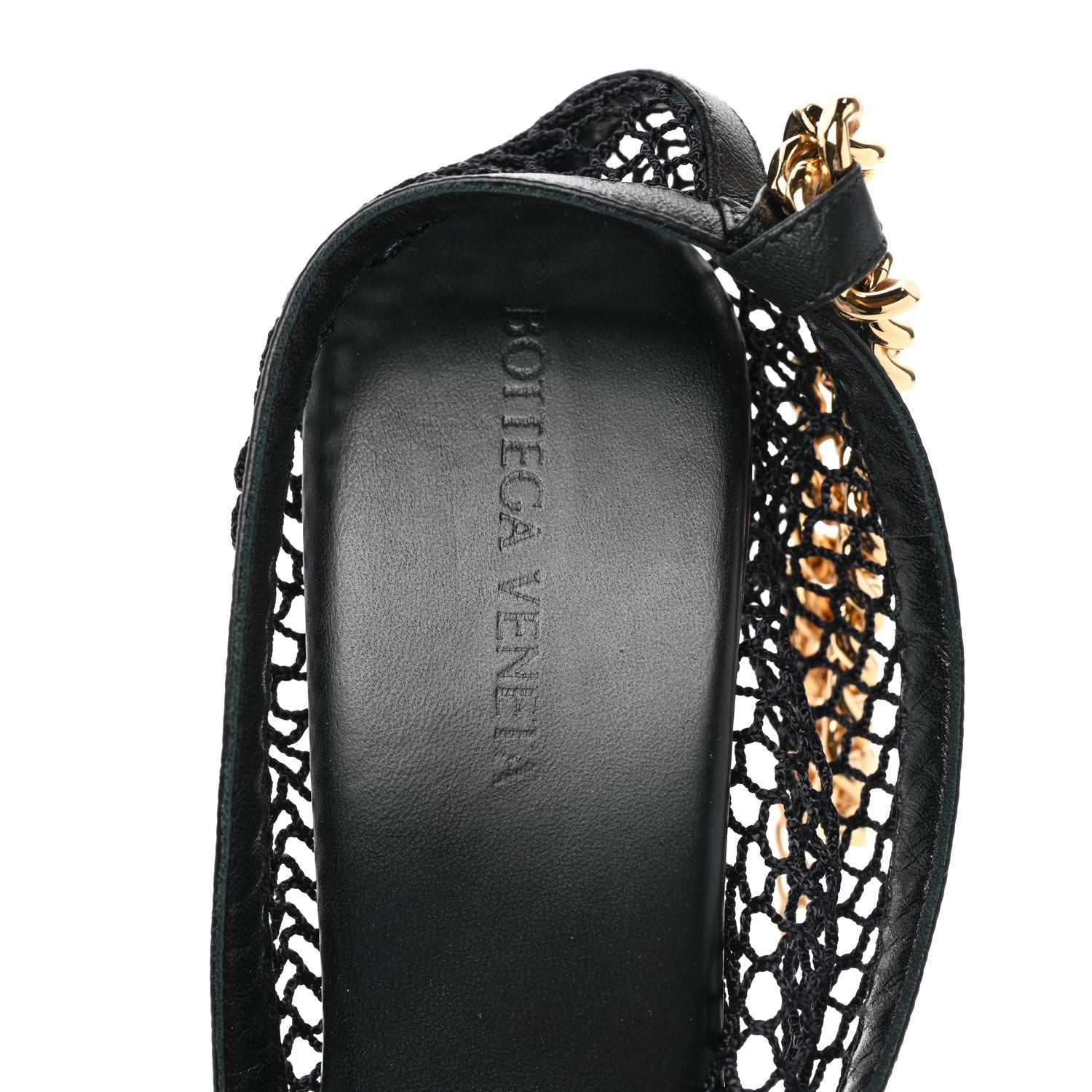Bottega Veneta Mesh Calfskin Chain Stretch Pumps 39 Black 7 of 8