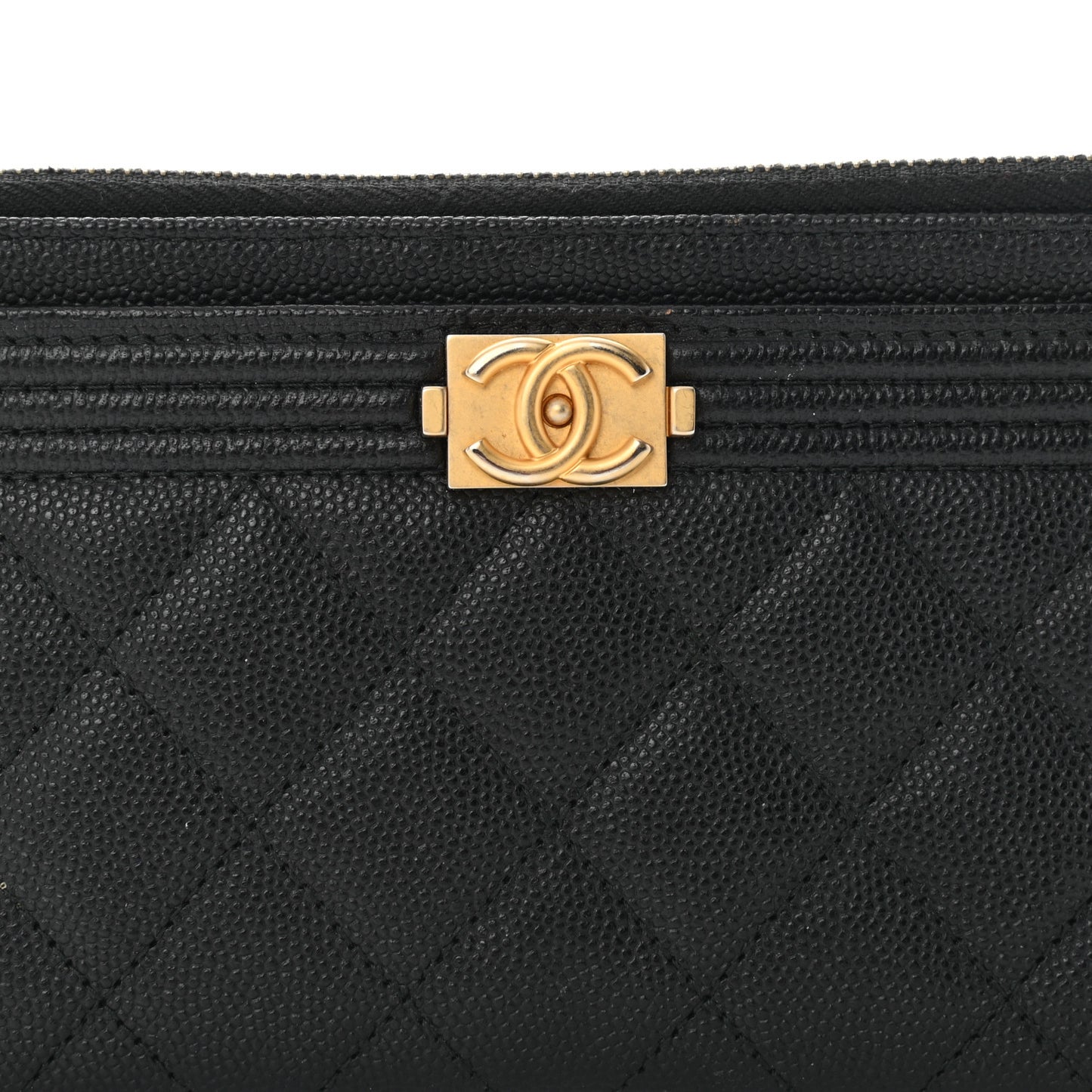 Caviar Quilted Classic Zip Boy Pouch Black