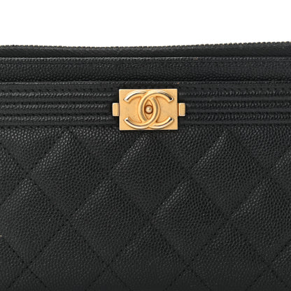 Chanel Caviar Quilted Classic Zip Boy Pouch Black 7 of 13