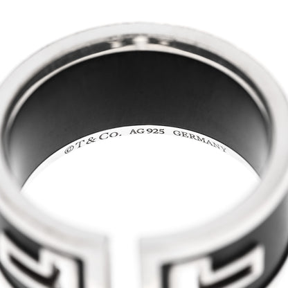 Tiffany Sterling Silver Black Ceramic T Cutout Ring 58 8.25 4 of 5