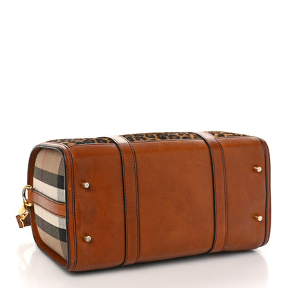 Burberry Leopard Ponyskin House Check Calfskin Boston Tan 4 of 15
