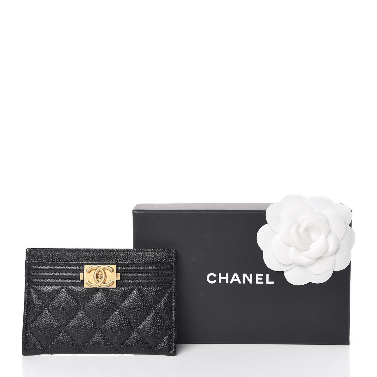 Caviar Quilted Boy Card Holder Black