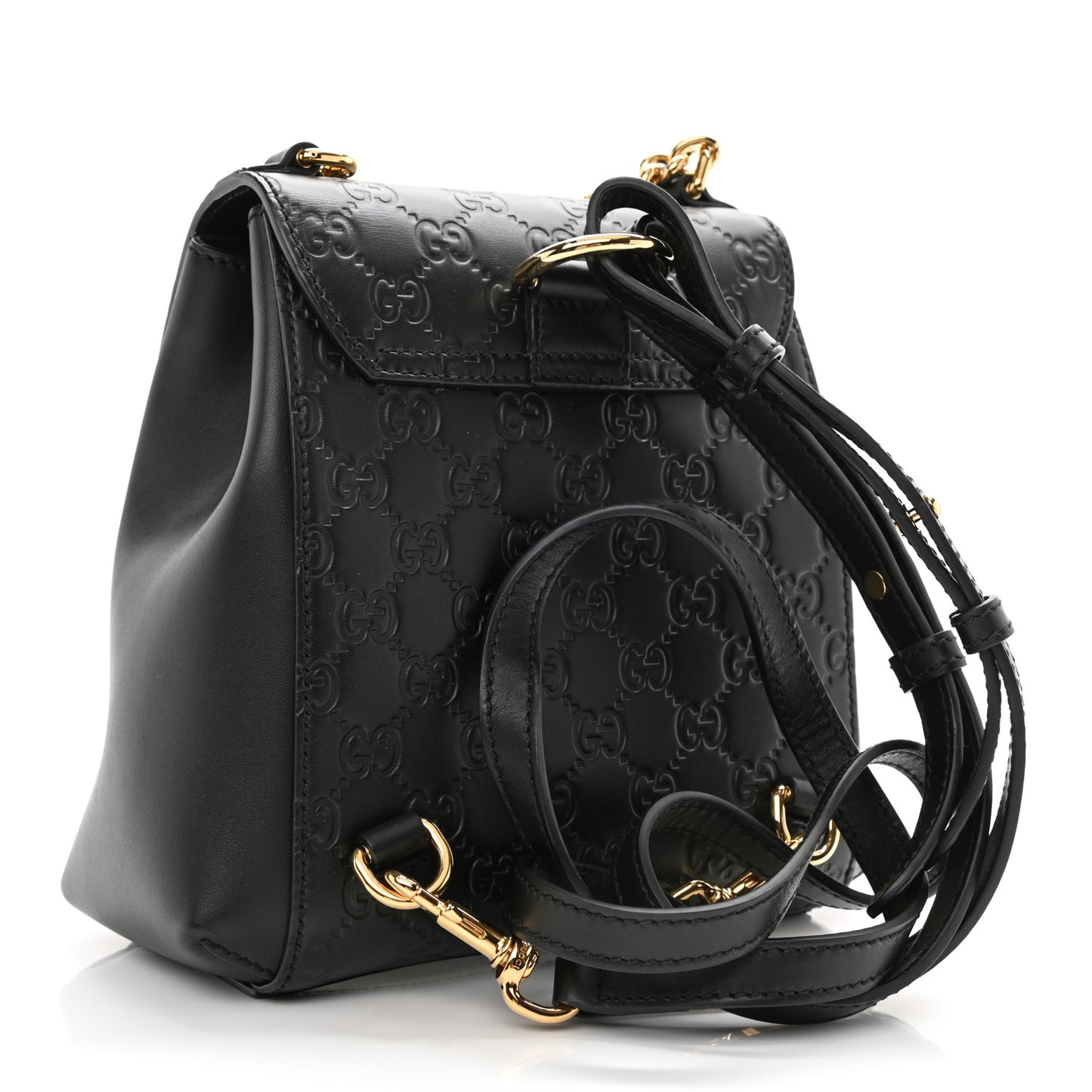 Guccissima Signature Padlock Backpack Black