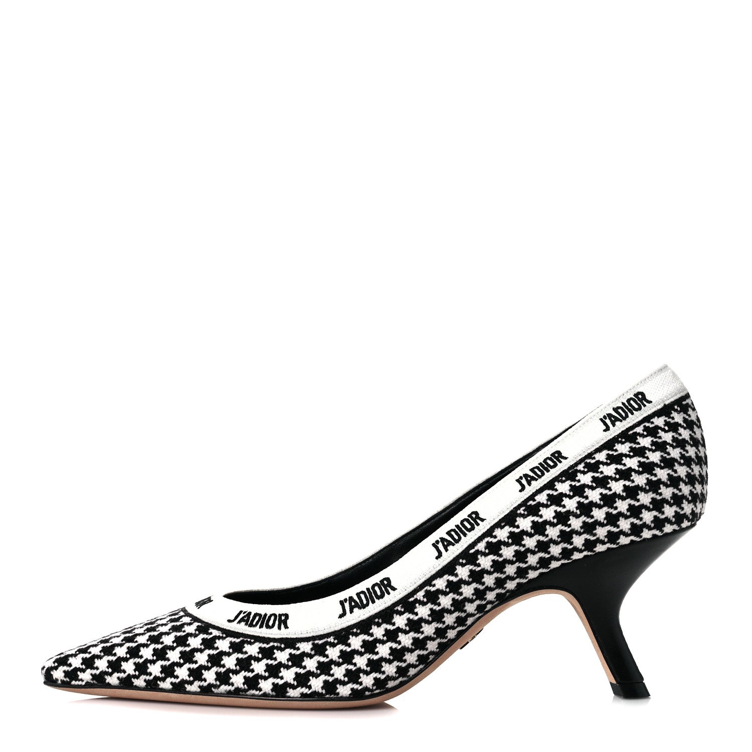 Christian Dior Wool Ribbon Houndstooth Embroidered J'Adior 65mm Pumps 39 Black White 1 of 9
