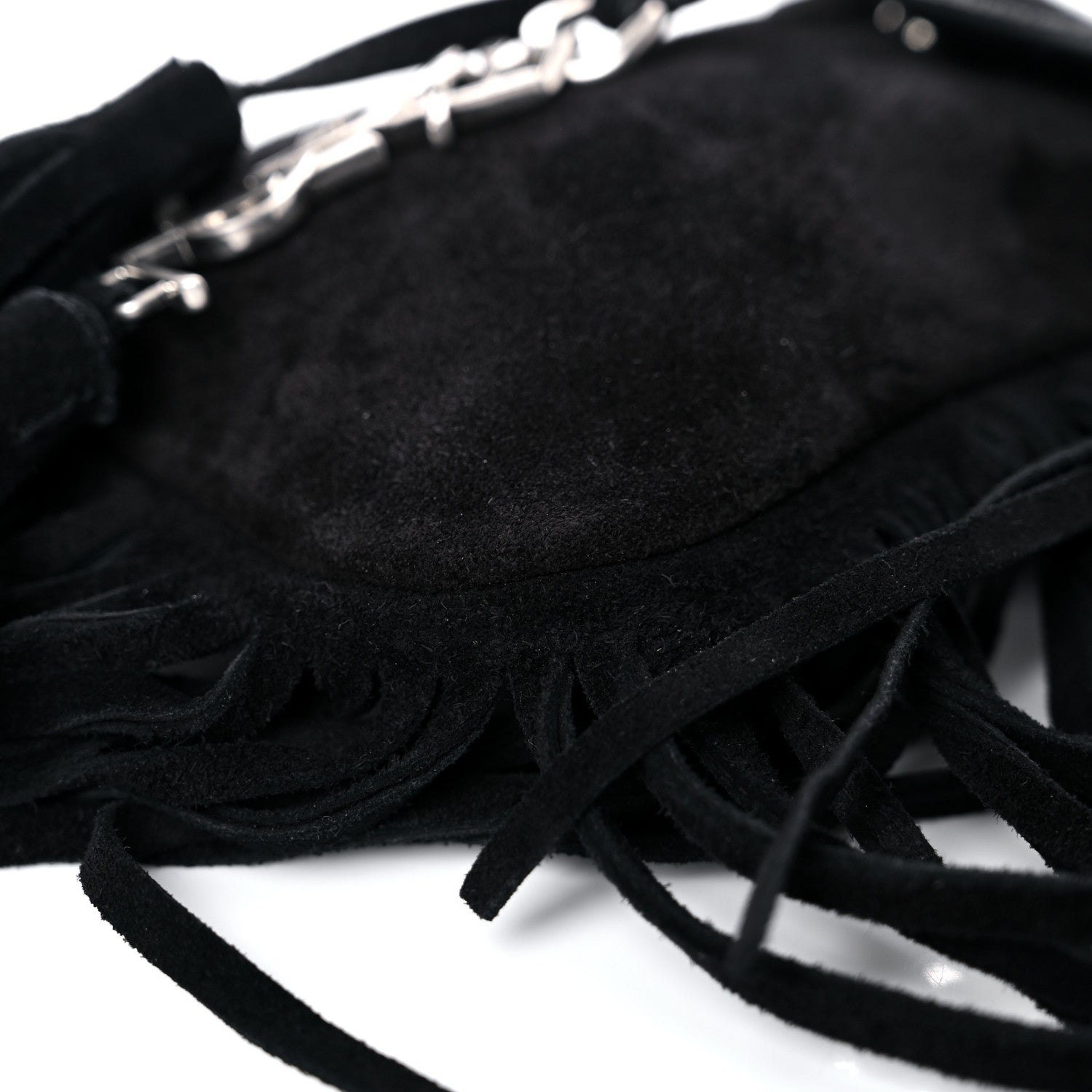 Saint Laurent Suede Fringe Toy Monogram Anita Crossbody Bag Black 9 of 12