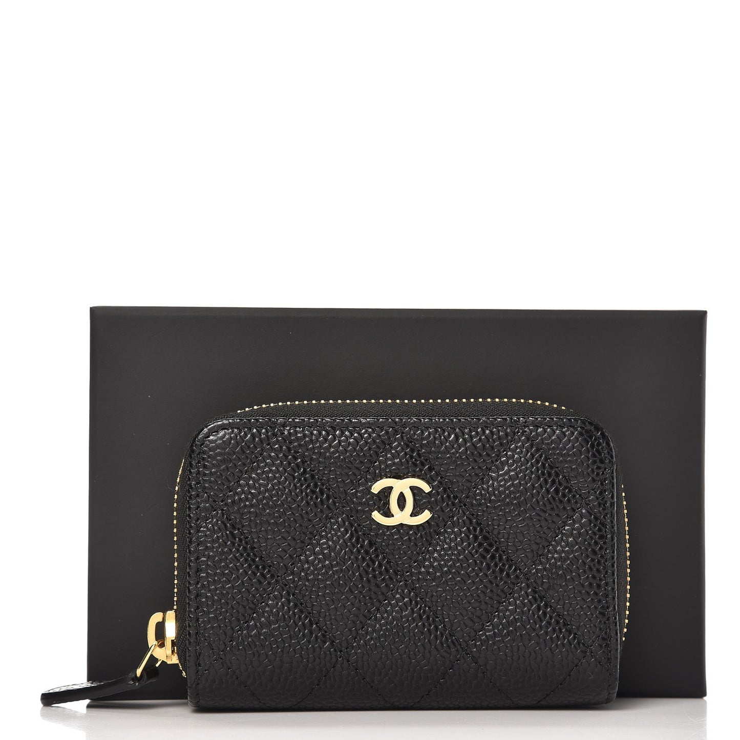 Caviar Quilted Zip Coin Purse Black