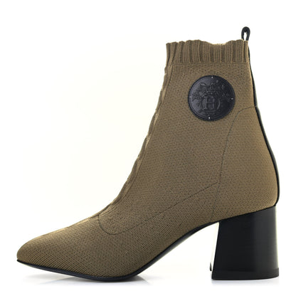 Hermes Knit Calfskin Volver 60 Ankle Boots 37.5 Vert Sapin 1 of 8
