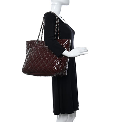 Chanel Patent Quilted Large Chic and Glitter Tote Dark Red 2 of 11