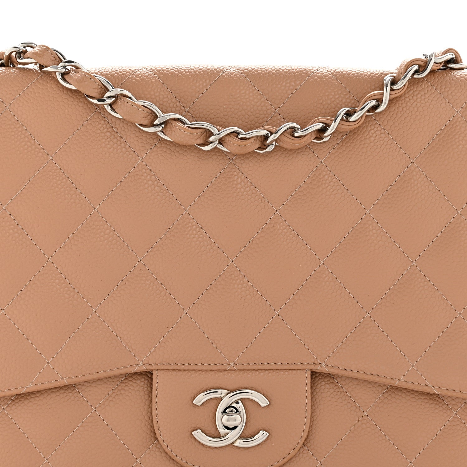 Chanel Caviar Quilted Jumbo Single Flap Dark Beige 8 of 14