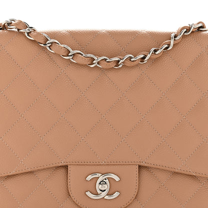 Chanel Caviar Quilted Jumbo Single Flap Dark Beige 8 of 14