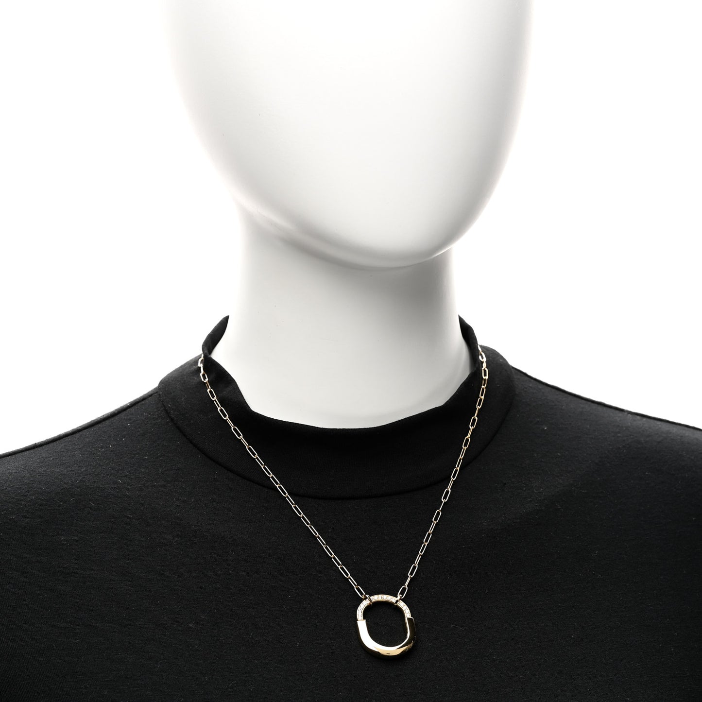 18K Yellow Gold Diamond Medium Lock Pendant Necklace