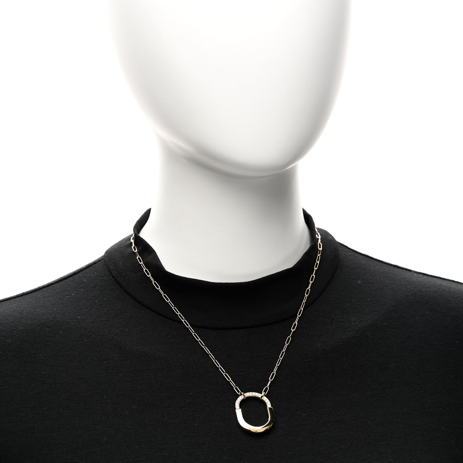 Tiffany 18K Yellow Gold Diamond Medium Lock Pendant Necklace 2 of 6