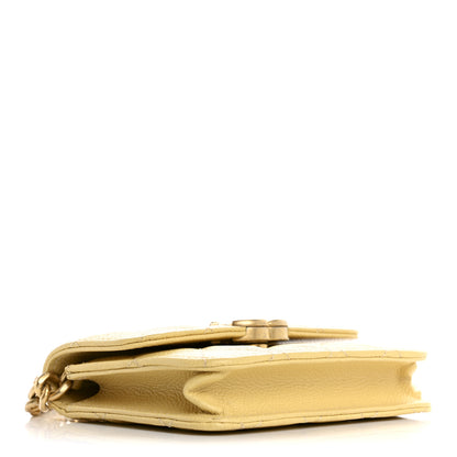 Chanel Shiny Caviar Quilted Chain Melody Card Holder On Chain Yellow 4 of 16