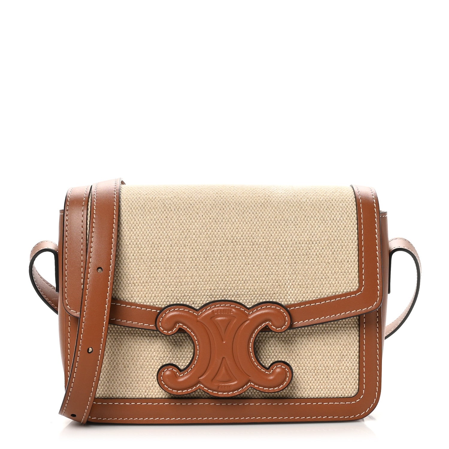 Celine Textile Natural Calfskin Teen Triomphe Natural Tan 1 of 9