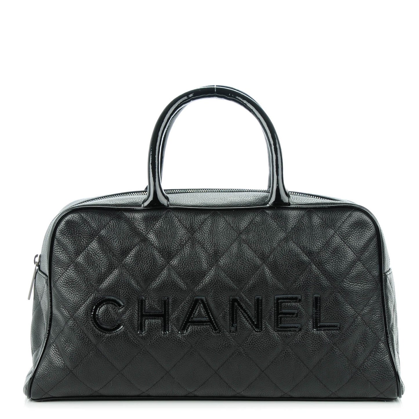 Calfskin Quilted Large Bowler Black