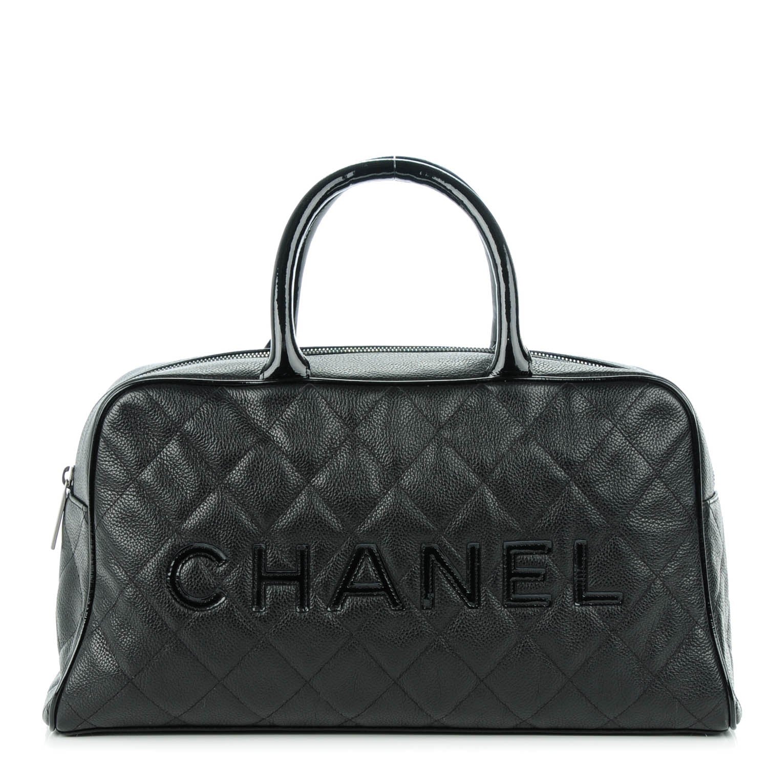Chanel Calfskin Quilted Large Bowler Black 1 of 8