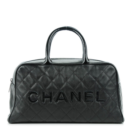 Chanel Calfskin Quilted Large Bowler Black 1 of 8