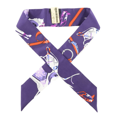 Hermes Silk Tout en Carre Twilly Violet Parme Potiron 1 of 5