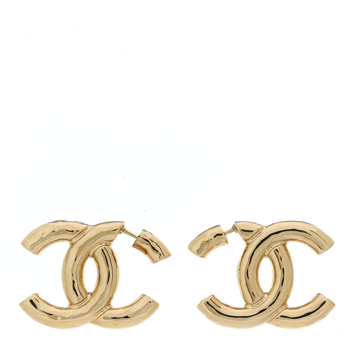 Metal Large CC Earrings Light Gold