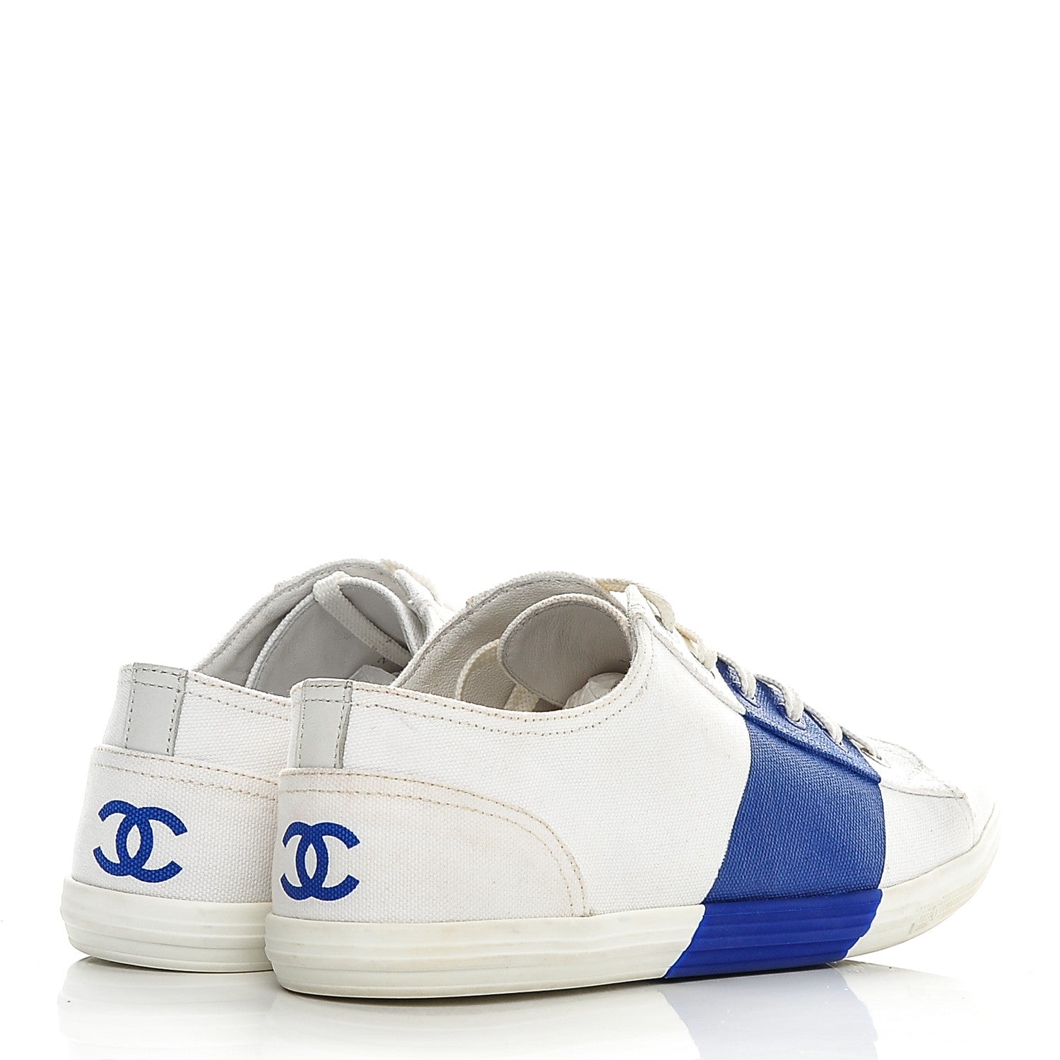 Chanel Canvas CC Sneakers 40.5 White Blue 4 of 7