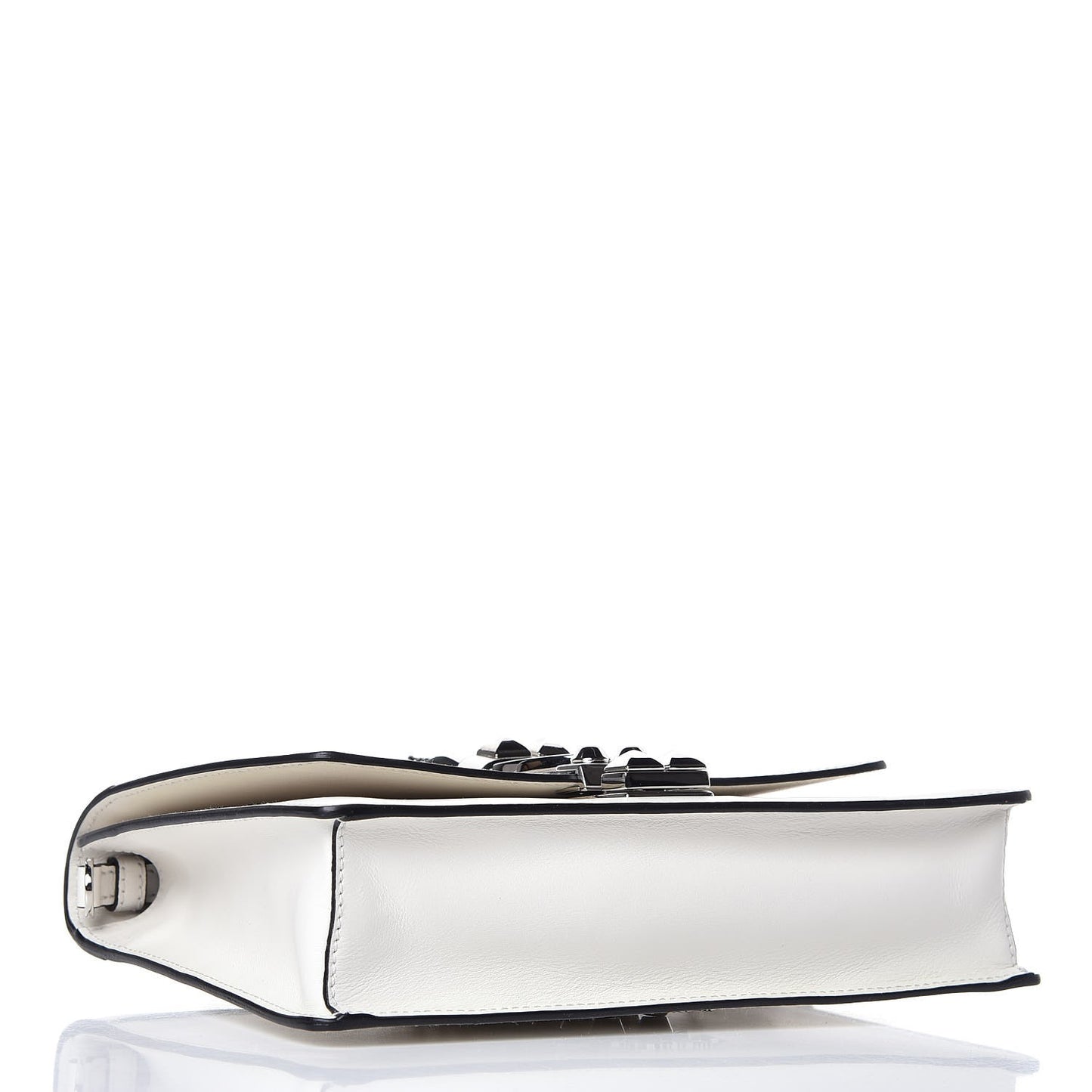 Saffiano City Calfskin Studded Large Elektra Shoulder Bag White