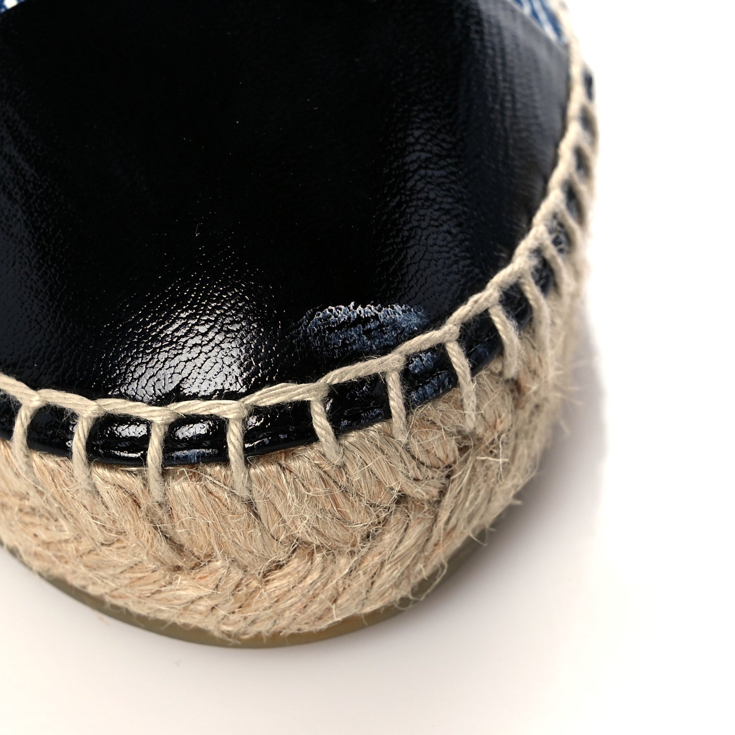 Canvas Striped Patent CC Espadrilles 41 Navy Black