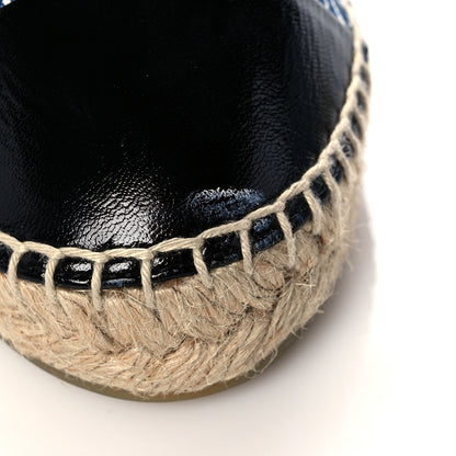 Chanel Canvas Striped Patent CC Espadrilles 41 Navy Black 12 of 12