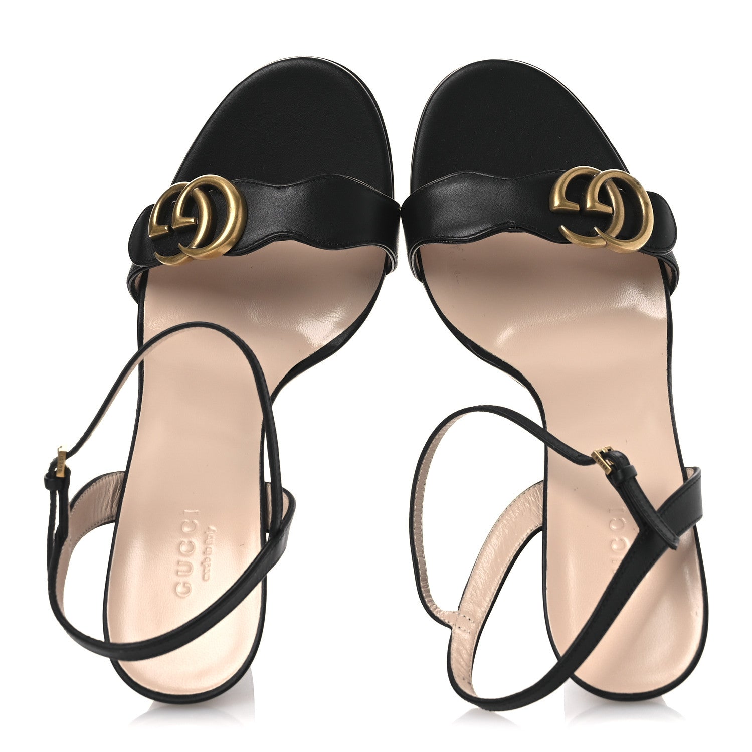 Gucci Lifford Calfskin GG Marmont Ankle Wrap 105mm Sandals 39.5 Black 2 of 12