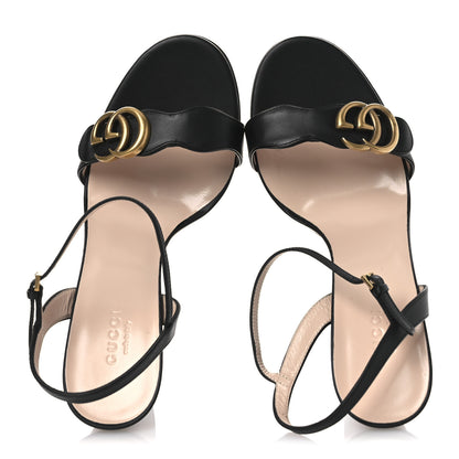 Gucci Lifford Calfskin GG Marmont Ankle Wrap 105mm Sandals 39.5 Black 2 of 12