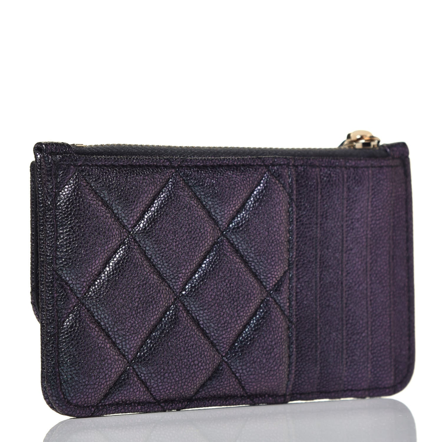 Chanel Iridescent Caviar Quilted Flap Zip Card Holder Black 6 of 15