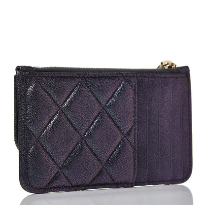 Chanel Iridescent Caviar Quilted Flap Zip Card Holder Black 6 of 15
