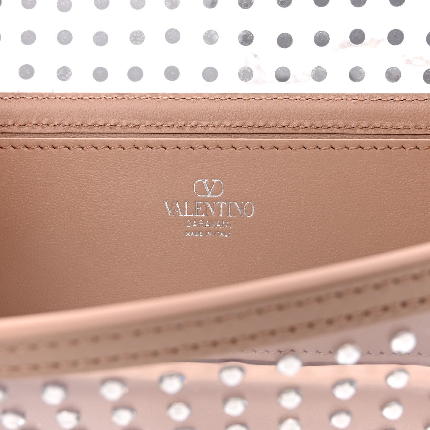 TPU Calfskin Crystal Vlogo Embellished Small Loco Shoulder Bag Trasparente Crystal Rose Cannelle