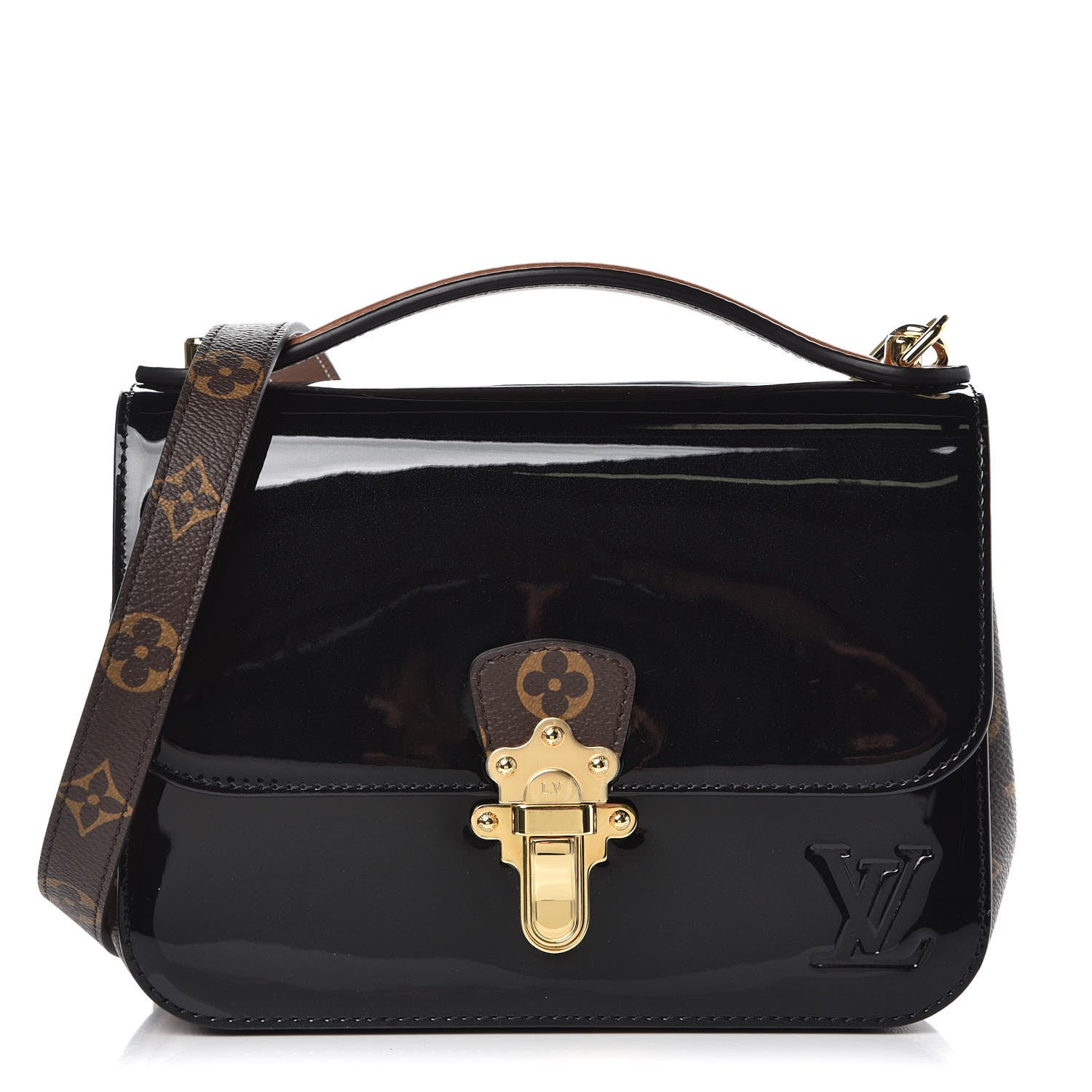 Louis Vuitton Patent Calfskin Monogram Cherrywood BB Black 1 of 8