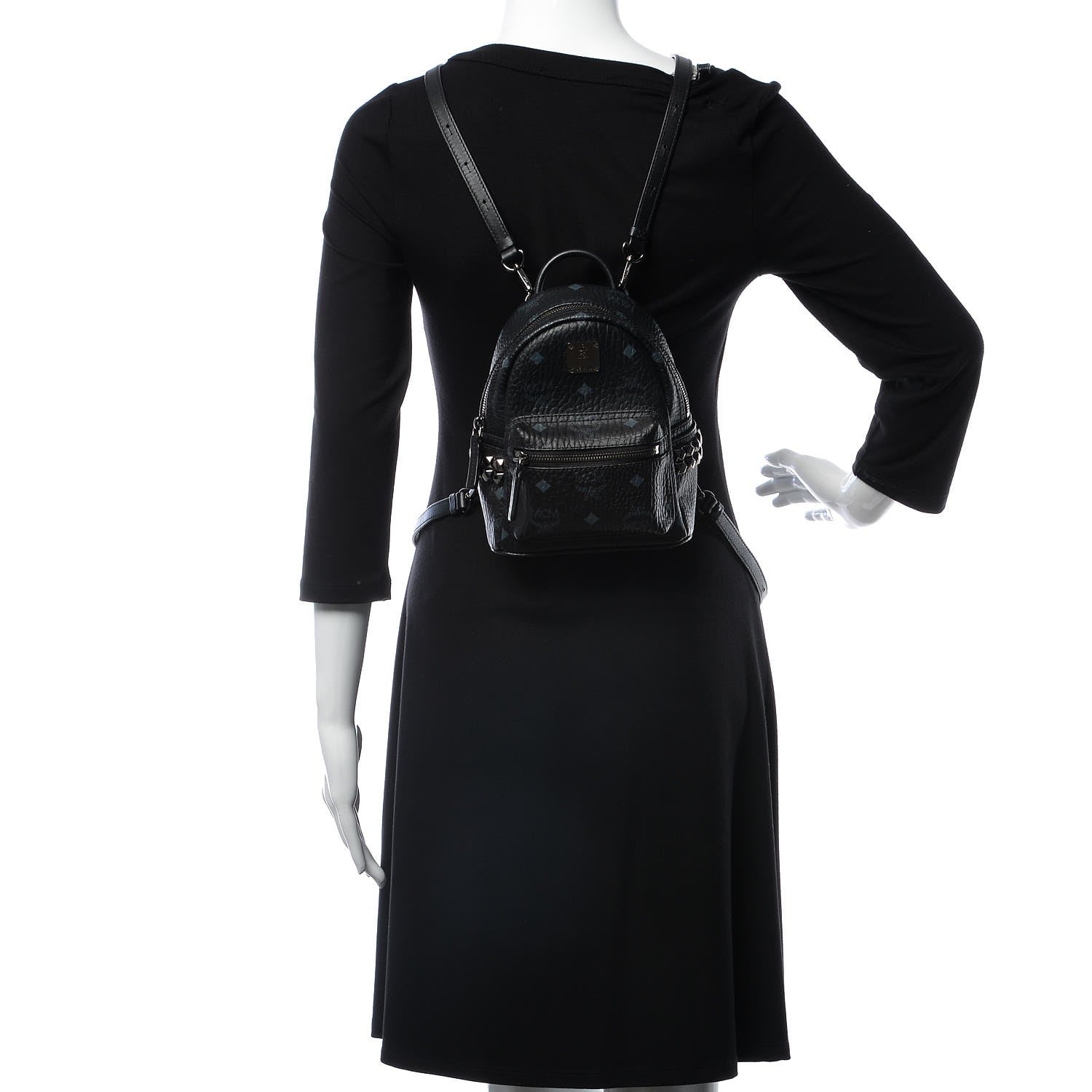 MCM Visetos Side Stud X-Mini Stark Bebe Boo Backpack Black 2 of 9