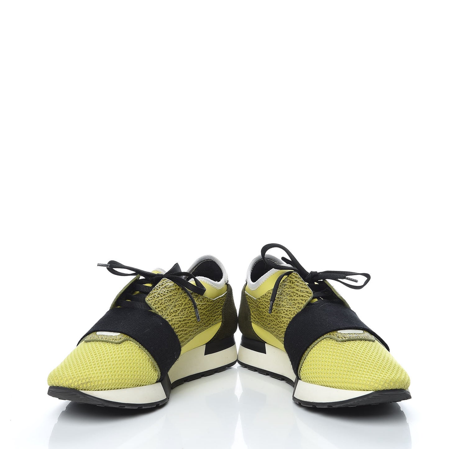 Calfskin Womens Race Runner Sneakers 41 Neon Black