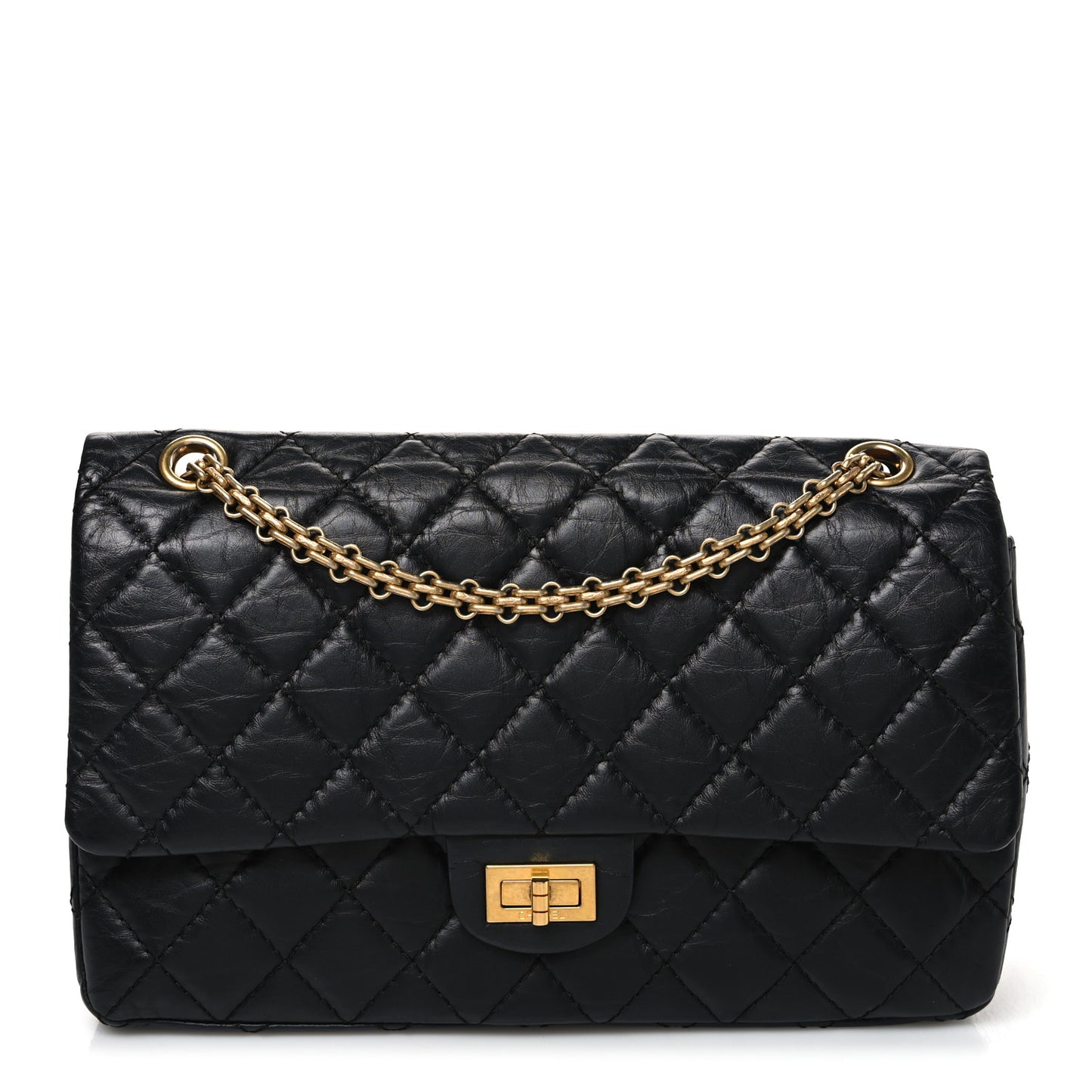 Aged Calfskin Quilted 2.55 Reissue 226 Flap Black