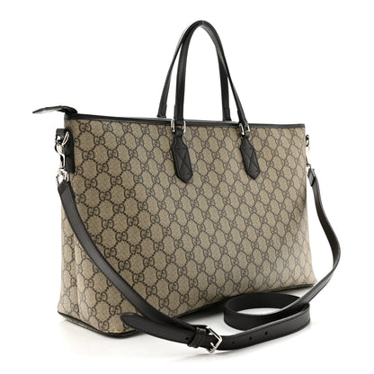 Gucci GG Supreme Monogram Medium Zippered Tote Dark Brown 3 of 13