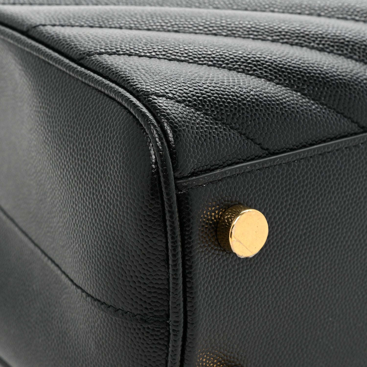 Saint Laurent Grain De Poudre Matelasse Chevron Monogram Shopping Bag Black 12 of 14