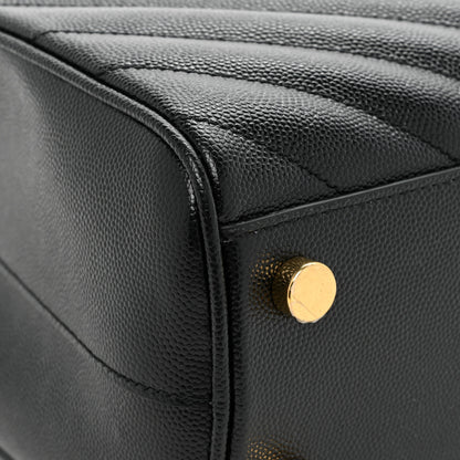 Saint Laurent Grain De Poudre Matelasse Chevron Monogram Shopping Bag Black 12 of 14