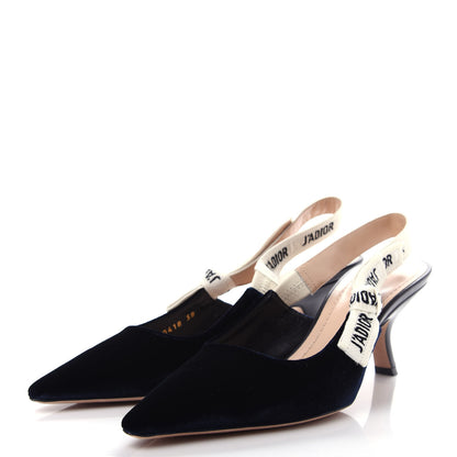 Christian Dior Velvet Ribbon J'Adoir Slingback 65mm Pumps 38 Deep Blue 3 of 11