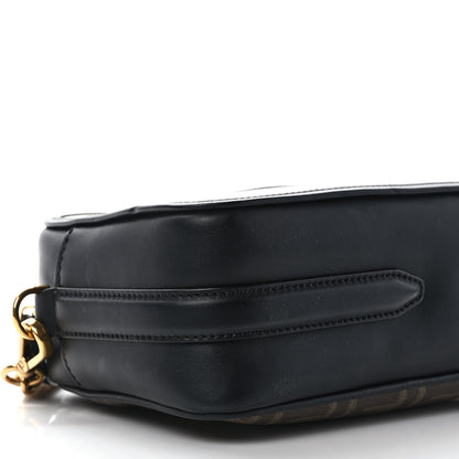 Fendi Glazed Fabric Vitello Century FF 1974 Stamp Patch Camera Case Mogano Panna Black 8 of 9