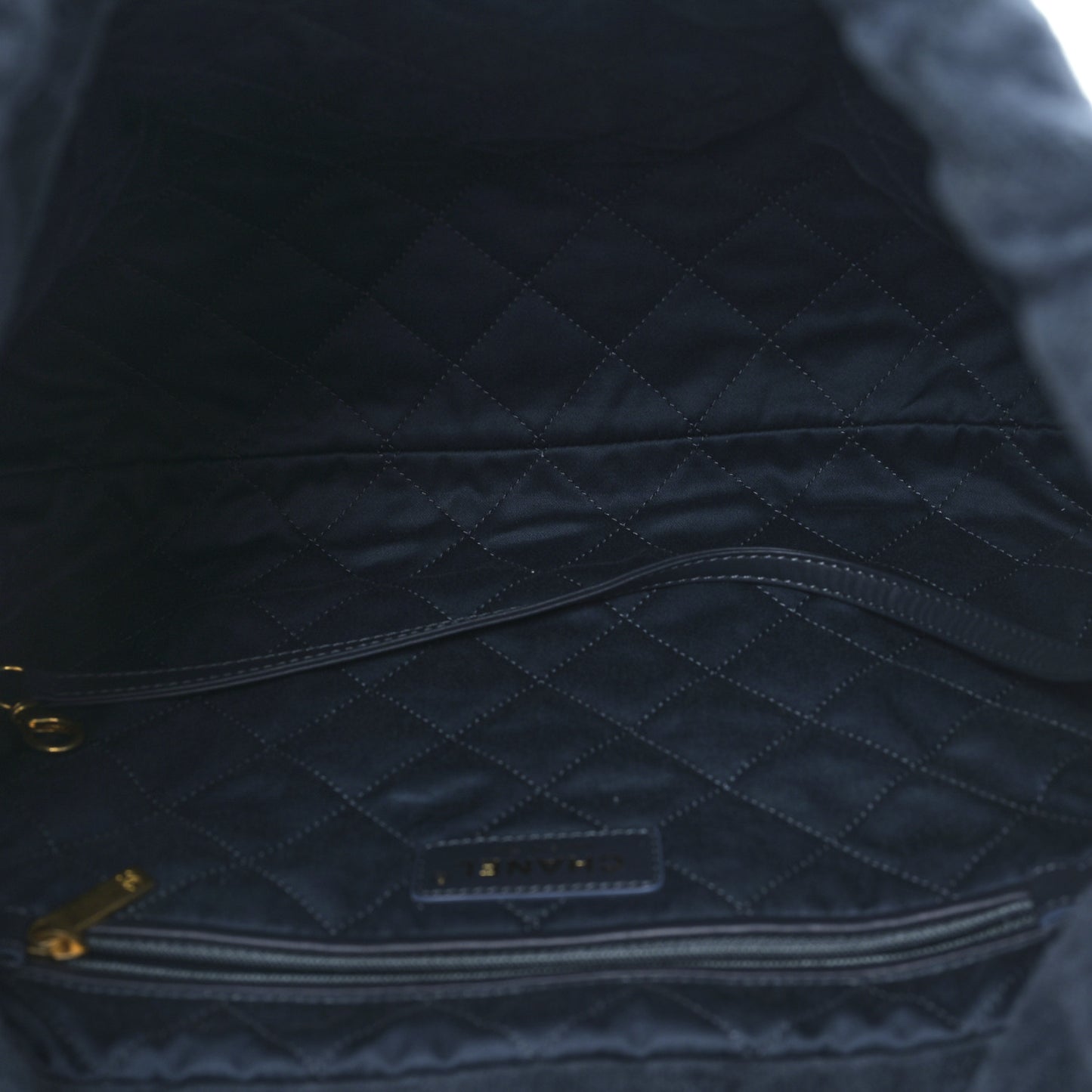 Velvet Camellia Quilted Small Chanel 22 Dark Blue