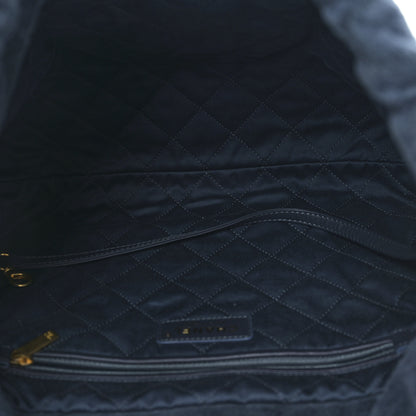 Chanel Velvet Camellia Quilted Small Chanel 22 Dark Blue 6 of 10