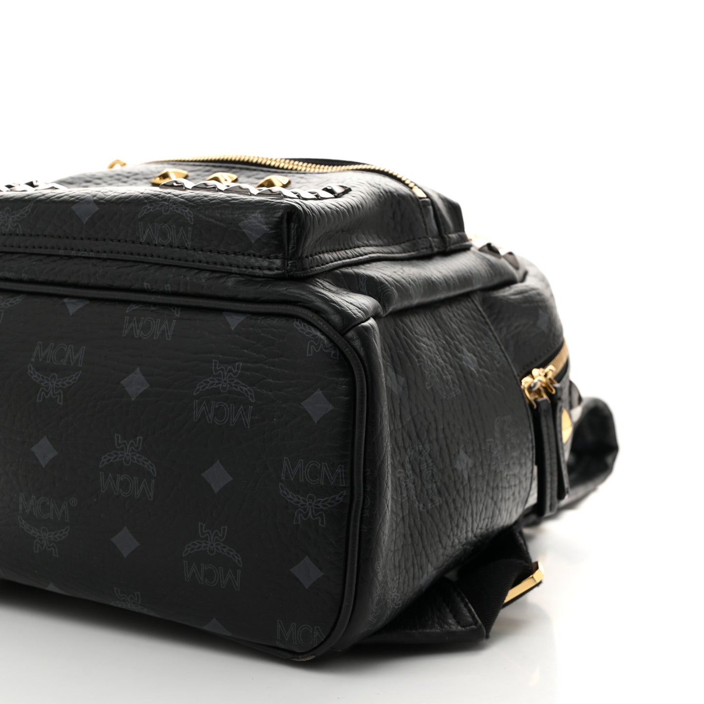 Grained Calfskin Visetos Studded Small Stark M Backpack Black