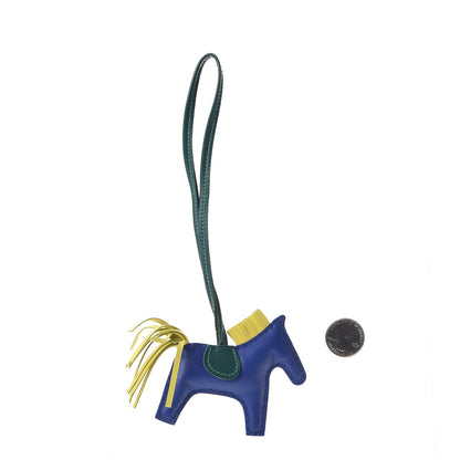 Hermes Milo Lambskin Grigri Rodeo Horse Bag Charm PM Bleu Electrique Lime Malachite 2 of 5