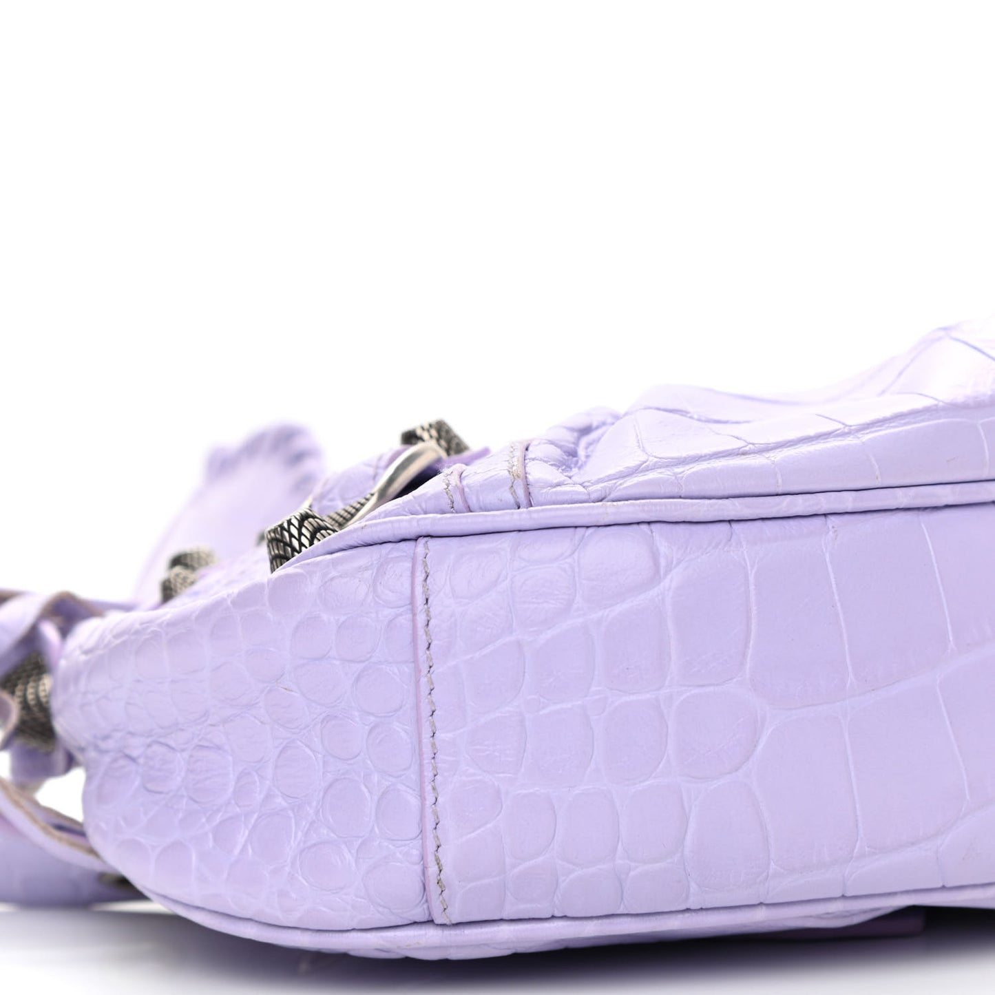 Extra Supple Calfskin Crocodile Embossed Le Cagole Shoulder Bag XS Lilac