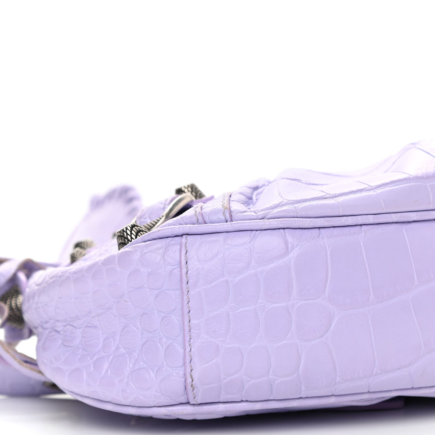 Balenciaga Extra Supple Calfskin Crocodile Embossed Le Cagole Shoulder Bag XS Lilac 9 of 11